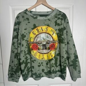 Authentic Guns N Roses 2X Women’s Long Sleeve Sweatshirt Sweater Tie-Dye Green